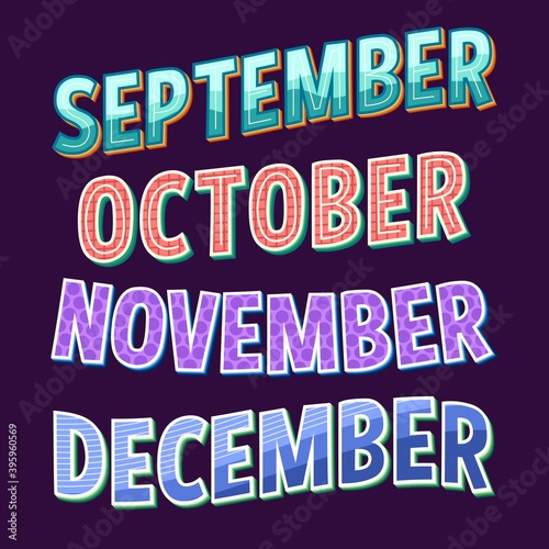 days week months seasons lettering collection