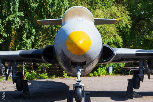 old jet plane on forest background
