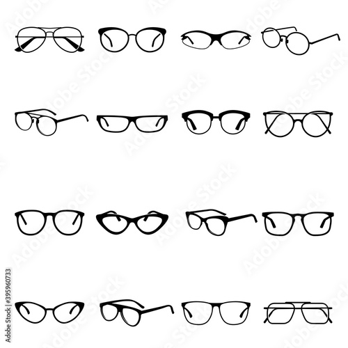Glasses icon set, medical and optical protection