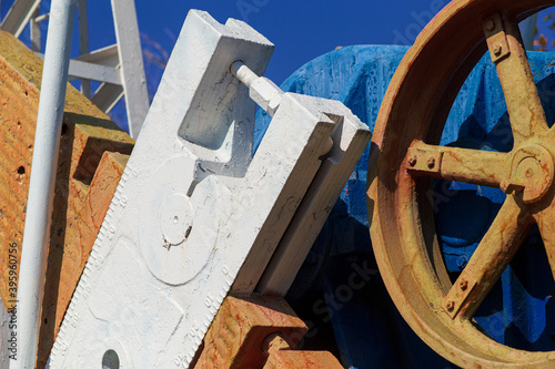 pumpjack close-up against a clear sky