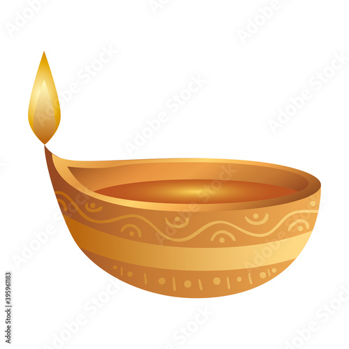 wooden diwali candle decorative icon vector illustration design