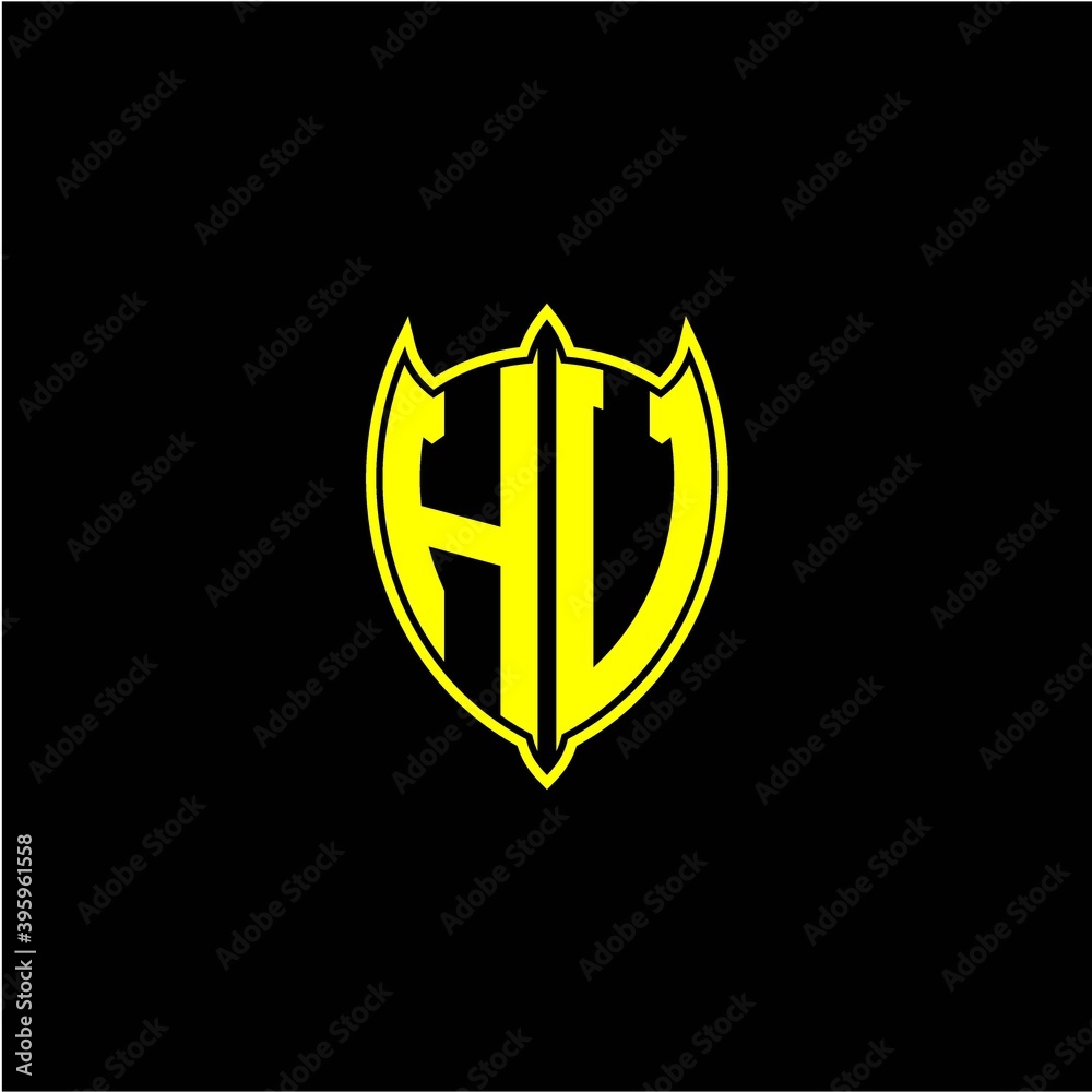 the initial letter of the shield logo H V is yellow. the initial letter of the shield logo H V is yellow.