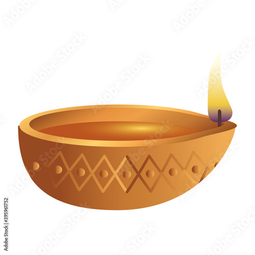 wooden diwali candle decorative icon vector illustration design