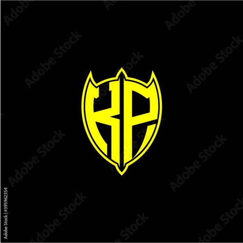 the initial letter of the shield logo K P is yellow. Free Download the initial letter of the shield logo K P is yellow. - GFXLoad