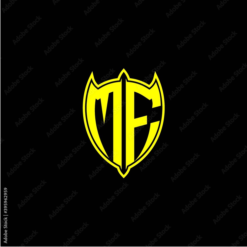 the initial letter of the shield logo M F is yellow. the initial letter of the shield logo M F is yellow.