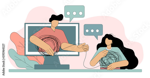 Concept of psychological online consultation. Online psychological help service.