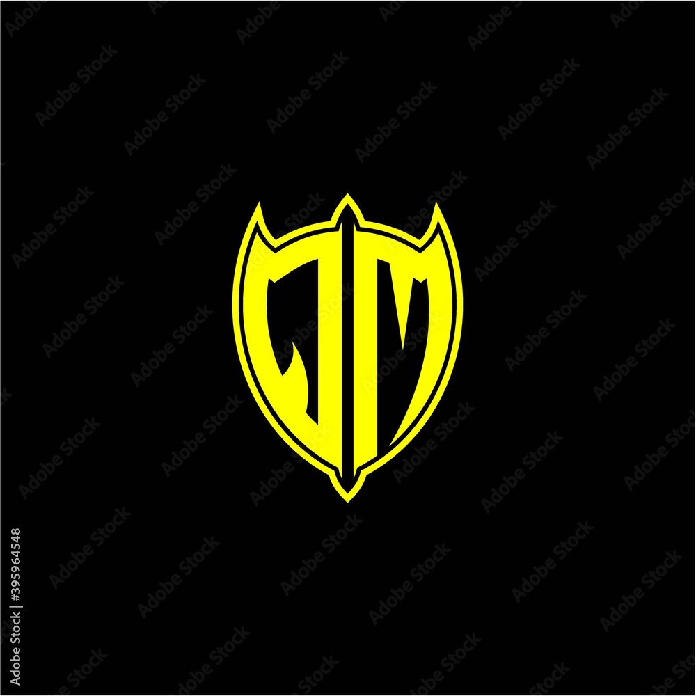 the initial letter of the shield logo Q M is yellow. the initial letter of the shield logo Q M is yellow.