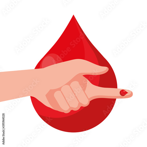 hand human with blood drop in finger vector illustration design