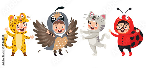 Funny Children Waering Animal Costumes