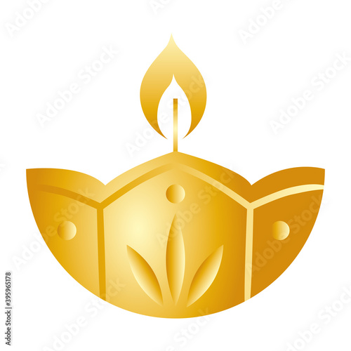 golden diwali candle decorative icon vector illustration design