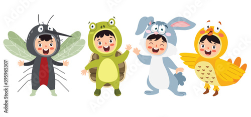 Funny Children Waering Animal Costumes