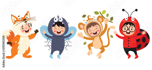 Funny Children Waering Animal Costumes