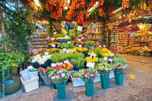 Flower shop at the Bloemmarkt in Amsterdam the Netherlands
