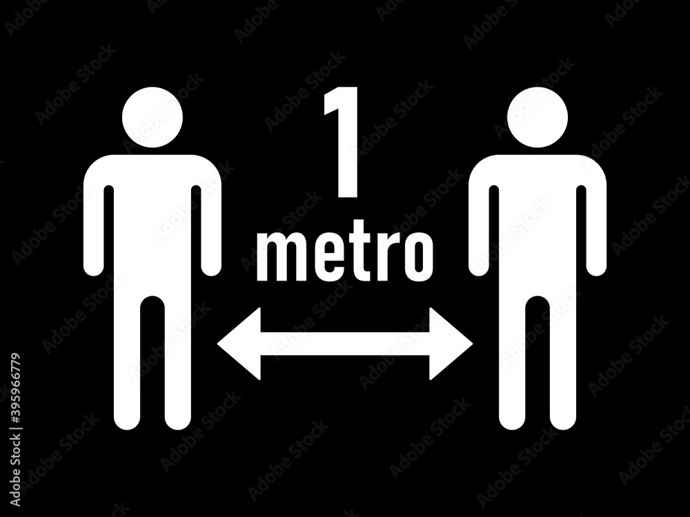 Keep Your Distance 1 Metro (1 Meter or 1 m in Italian and Spanish) Social Distancing Warning Symbol. Vector Image. Keep Your Distance 1 Metro (1 Meter or 1 m in Italian and Spanish) Social Distancing Warning Symbol. Vector Image.