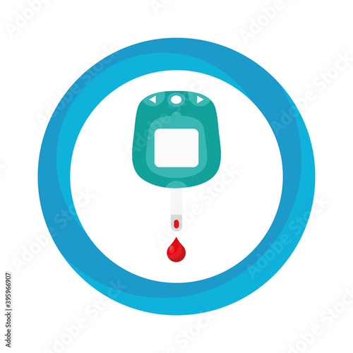 glucometer test device in circular frame vector illustration design