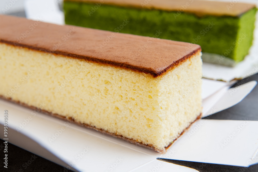 sponge cake with matcha and honey, japanese sweets, castella cake, (Japanese sponge cake) sponge cake with matcha and honey, japanese sweets, castella cake, (Japanese sponge cake)