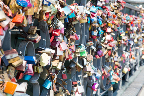 Love lock on a bridge in Paris 