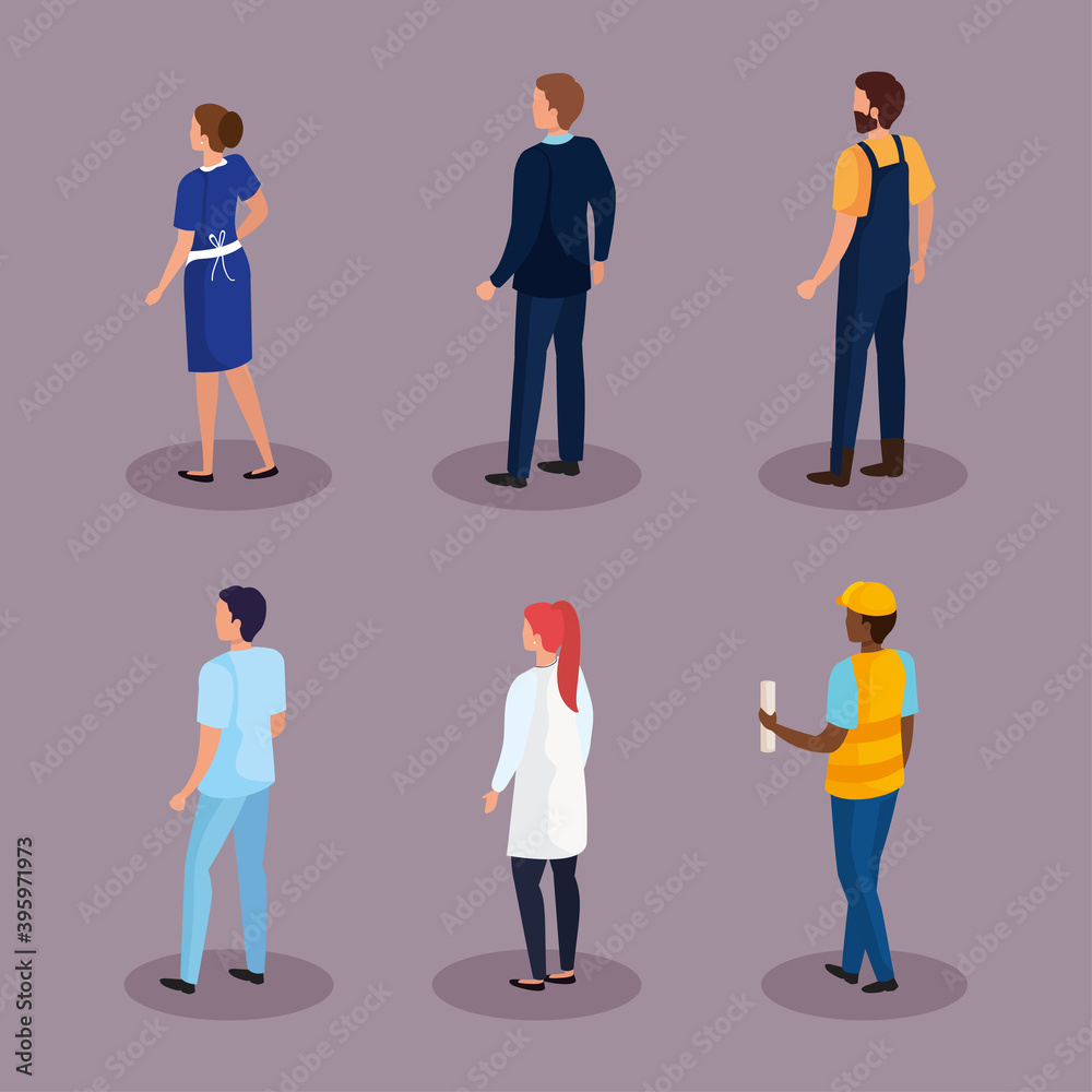 people professions icon set isometric design, Workers occupation and jobs theme Vector illustration