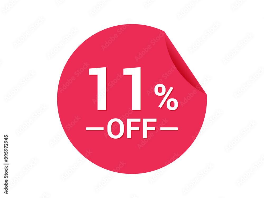11% Sale of special offers, 11% off discount sticker, ad offer on shopping 11% Sale of special offers, 11% off discount sticker, ad offer on shopping