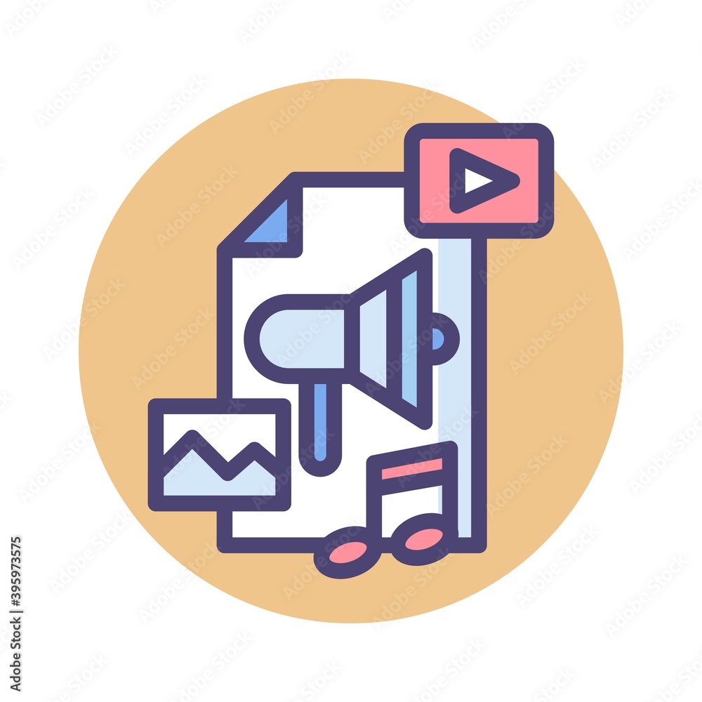 Content Marketing Vector Icon In Flat Design Style. Content Marketing Vector Icon In Flat Design Style.