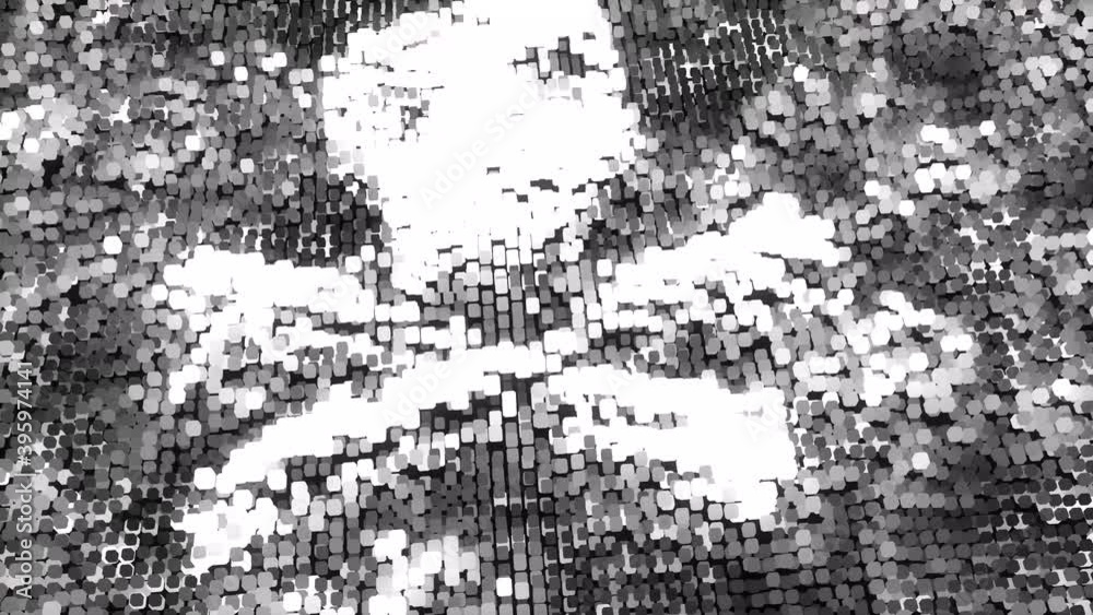 Very bright 60FPS modern Pirate flag on shining pixels waving - abstract 3d seamless looping animation UHD 4k Very bright 60FPS modern Pirate flag on shining pixels waving - abstract 3d seamless looping animation UHD 4k