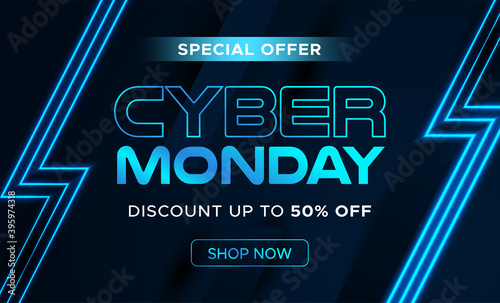 Sale banner template design, Cyber Monday special offer sale up to 50% off.