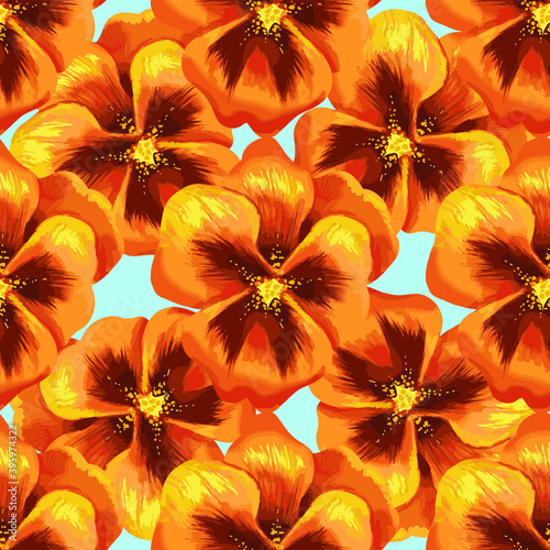 Decorative vector composition of viola flowers. Seamless background pattern #2