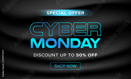 Sale banner template design, Cyber Monday special offer sale up to 50% off.