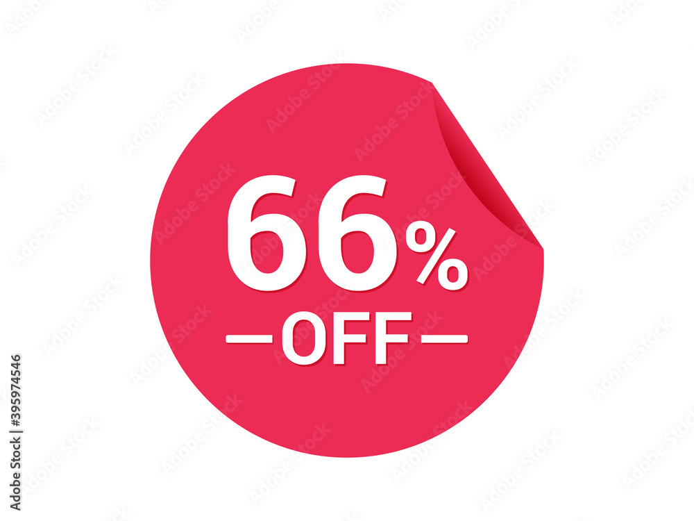 66% Sale of special offers, 66% off discount sticker, ad offer on shopping 66% Sale of special offers, 66% off discount sticker, ad offer on shopping
