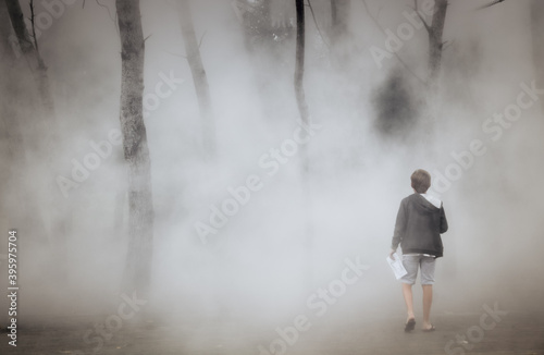 enfant perdu dans la brume