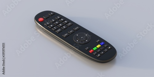 TV remote control isolated on grey background. 3d illustration