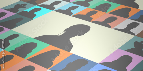 Video conference, online meeting, school class, work from home. 3d illustration