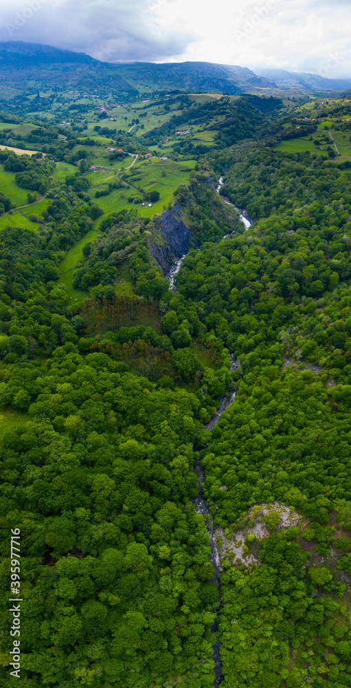 GÁNDARA WATERFALL, Cascadas del Río Gándara, Springtime, La Gándara, Soba Valley, Valles Pasiegos, Cantabria, Spain, Europe