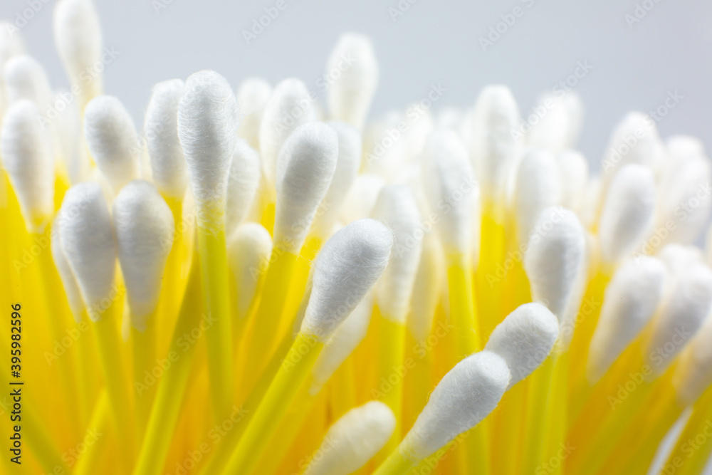 Ear cotton swabs on the white background.