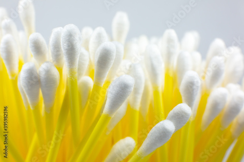 Ear cotton swabs on the white background.