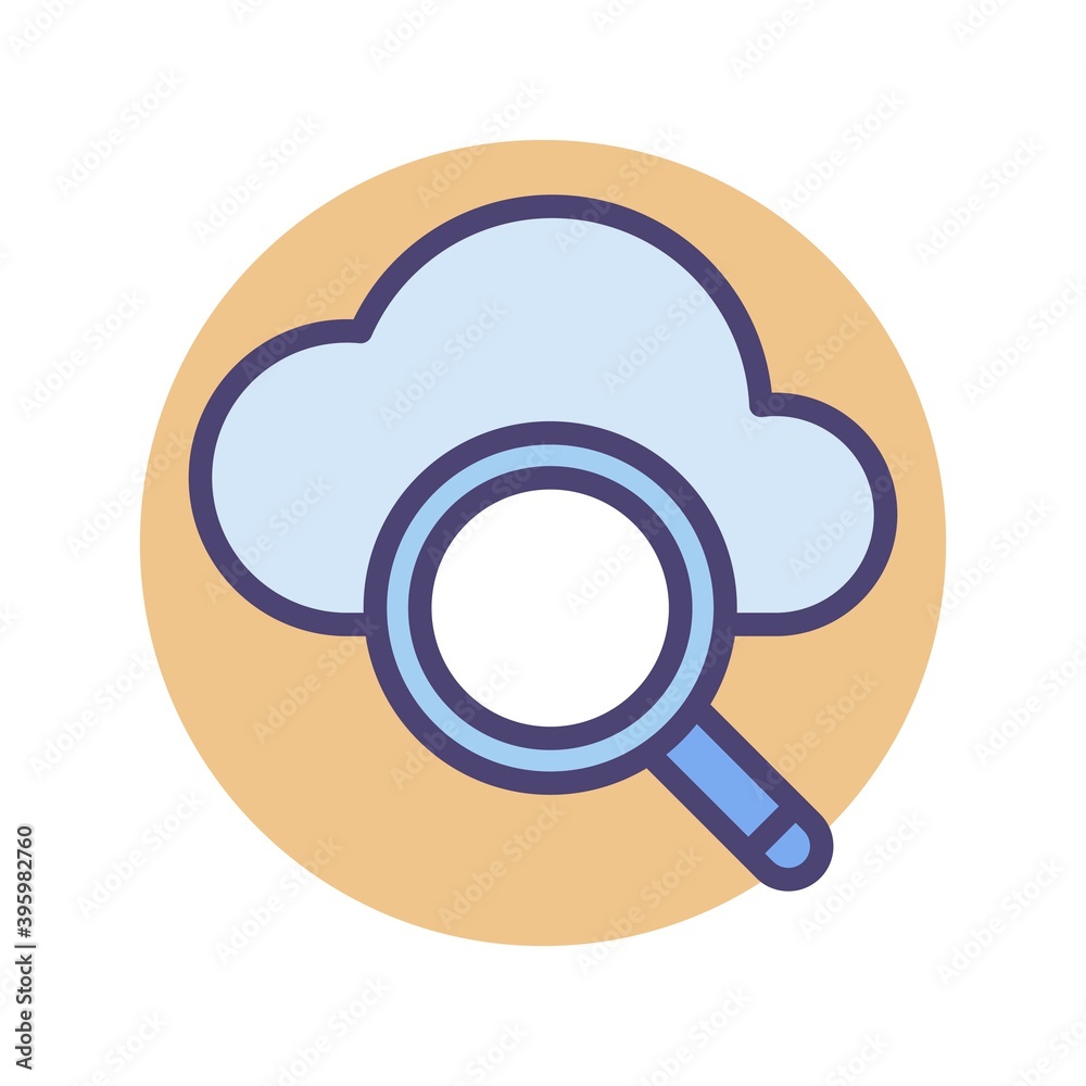 Cloud search icon in flat design style. Cloud search icon in flat design style.