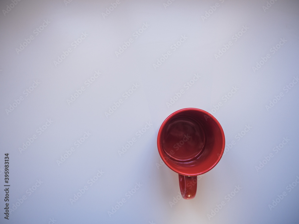 Top view of an empty mug. White background for copy space Top view of an empty mug. White background for copy space