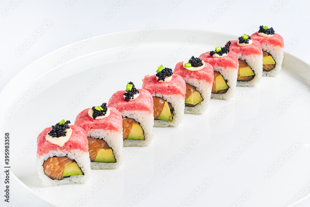sushi set on the white background sushi set on the white background