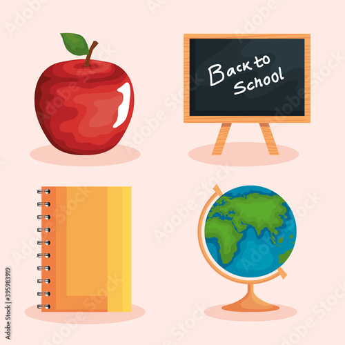 Back to school apple board notebook and world design, eduacation class lesson theme Vector illustration photo