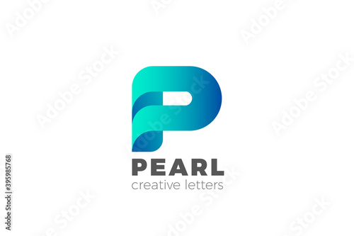 Letter P Logo design Corporate Business Technology vector template Ribbon style.