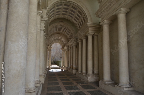 Details of the Spada galleria designed by Borromini in the Spada Palace. Rome.
