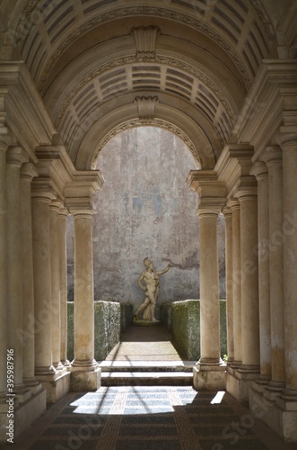 Details of the Spada galleria designed by Borromini in the Spada Palace. Rome.