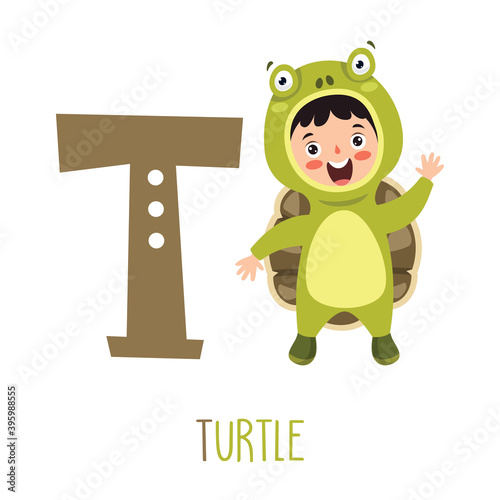 Character In Animal Costume Showing Alphabet Letter