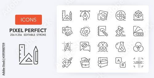 creative process line icons 256 x 256