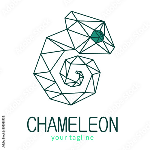 Chameleon animal low poly geometric polygonal triangle logo icon symbol design template