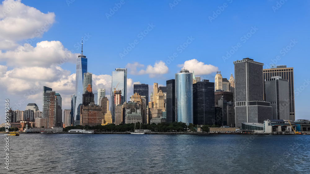 New York City skyline as seen from the Staten Island Ferry. New York City skyline as seen from the Staten Island Ferry.