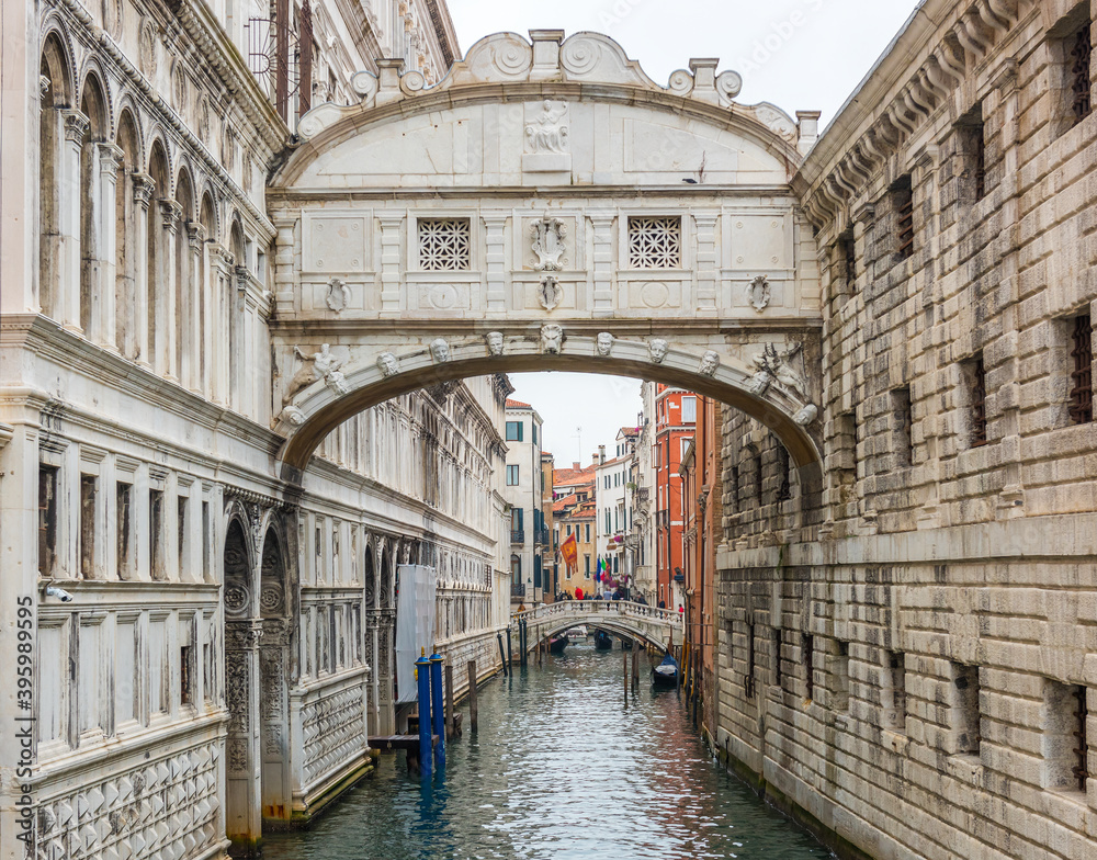 Bridge of Sighs on Canal Rio di Palazzo. Venice, Italy.