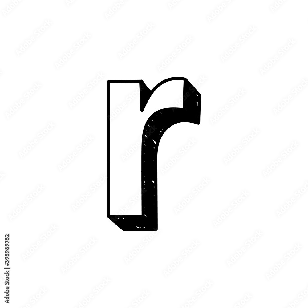 R letter hand-drawn symbol. Vector illustration of a small English ...