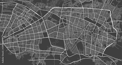 Urban city map of Mashhad. Vector poster. Grayscale street map.