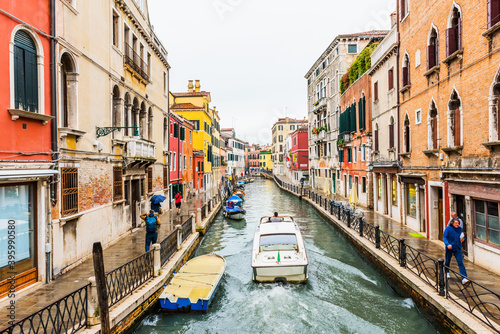 Venice canal and traditional colorful Venetian houses view. Venice, Italy. © resul